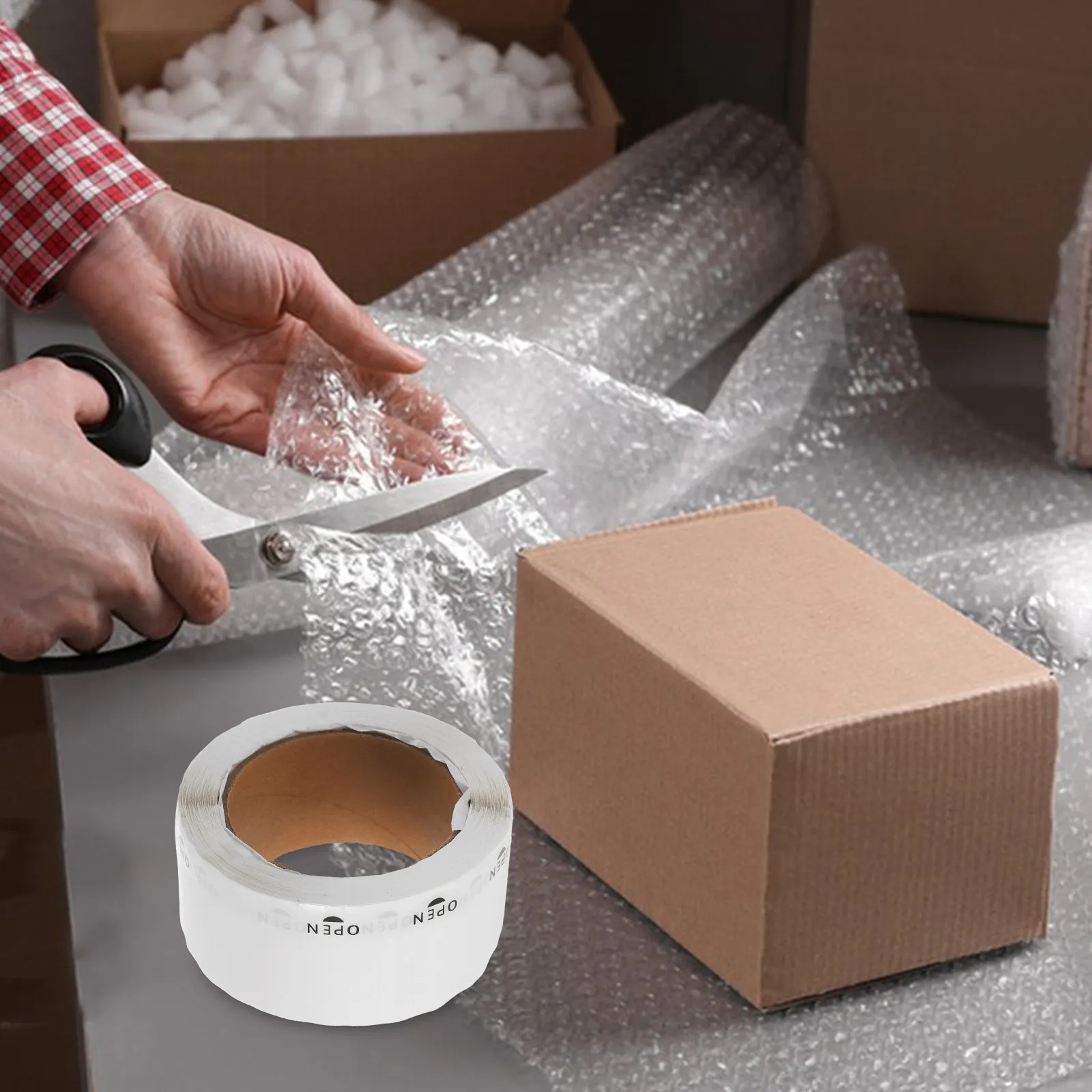 1000Pcs Clear Adhesive Open Stickers Transparent Seal Label Sheets Guided Opening Fast Peel Secure Closure for Shipping view 5