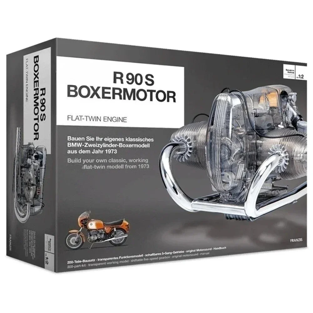 NF R90S 1:3 Scale Engine Model Simulation Motorcycle Mini Engine DIY Movable Assembly Kit Car Model Engine Electric Toy