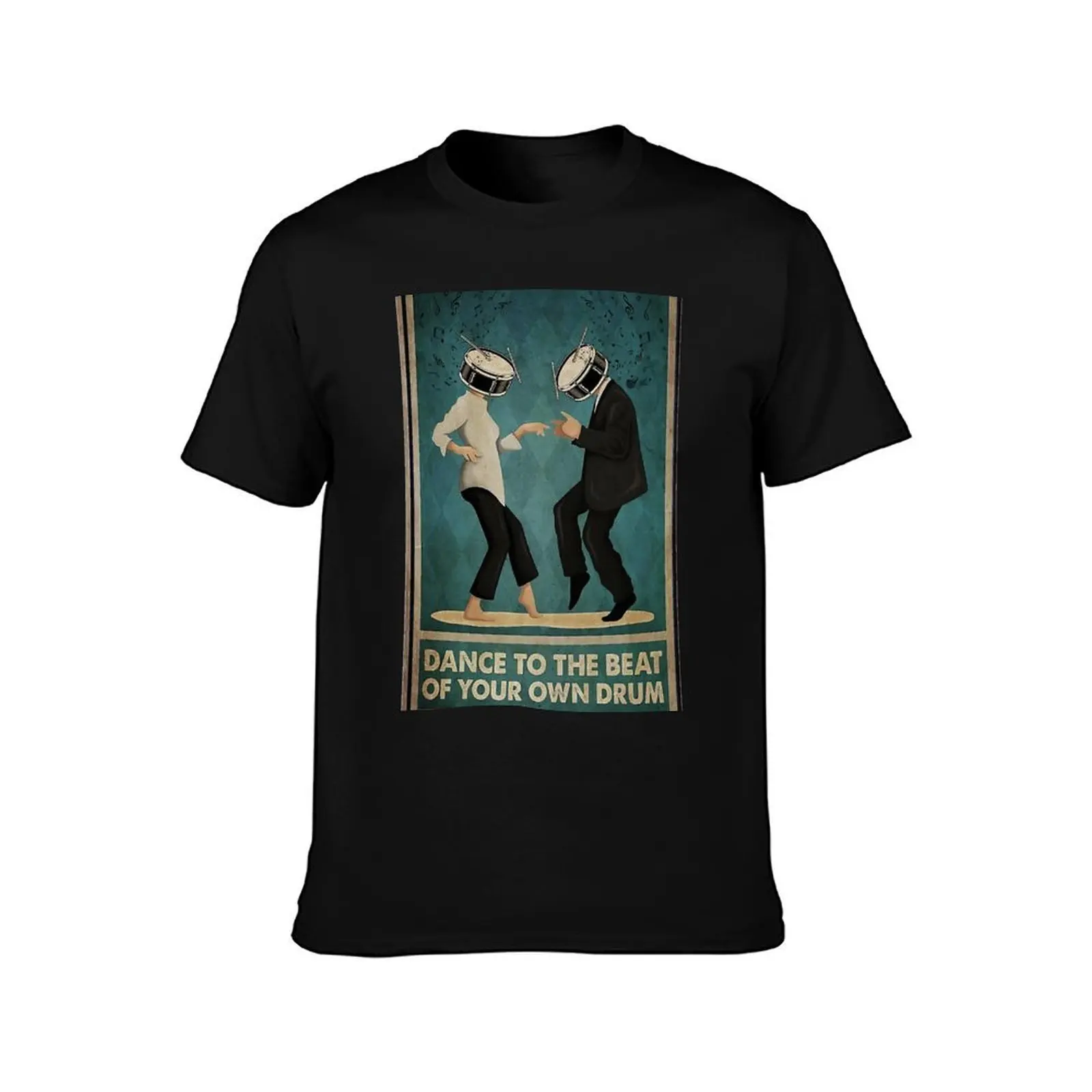 pulp fiction dance to the beat drum head T-Shirt, Summer Casual Cotton Tee, Oversized Streetwear Tops, Vintage Graphic Print