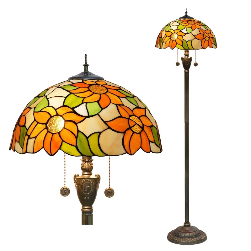 

40Cm Sunflower Europe Art Stained Glass Living Room Dining Bedroom Floor Lamp Bar Soldering Lamp