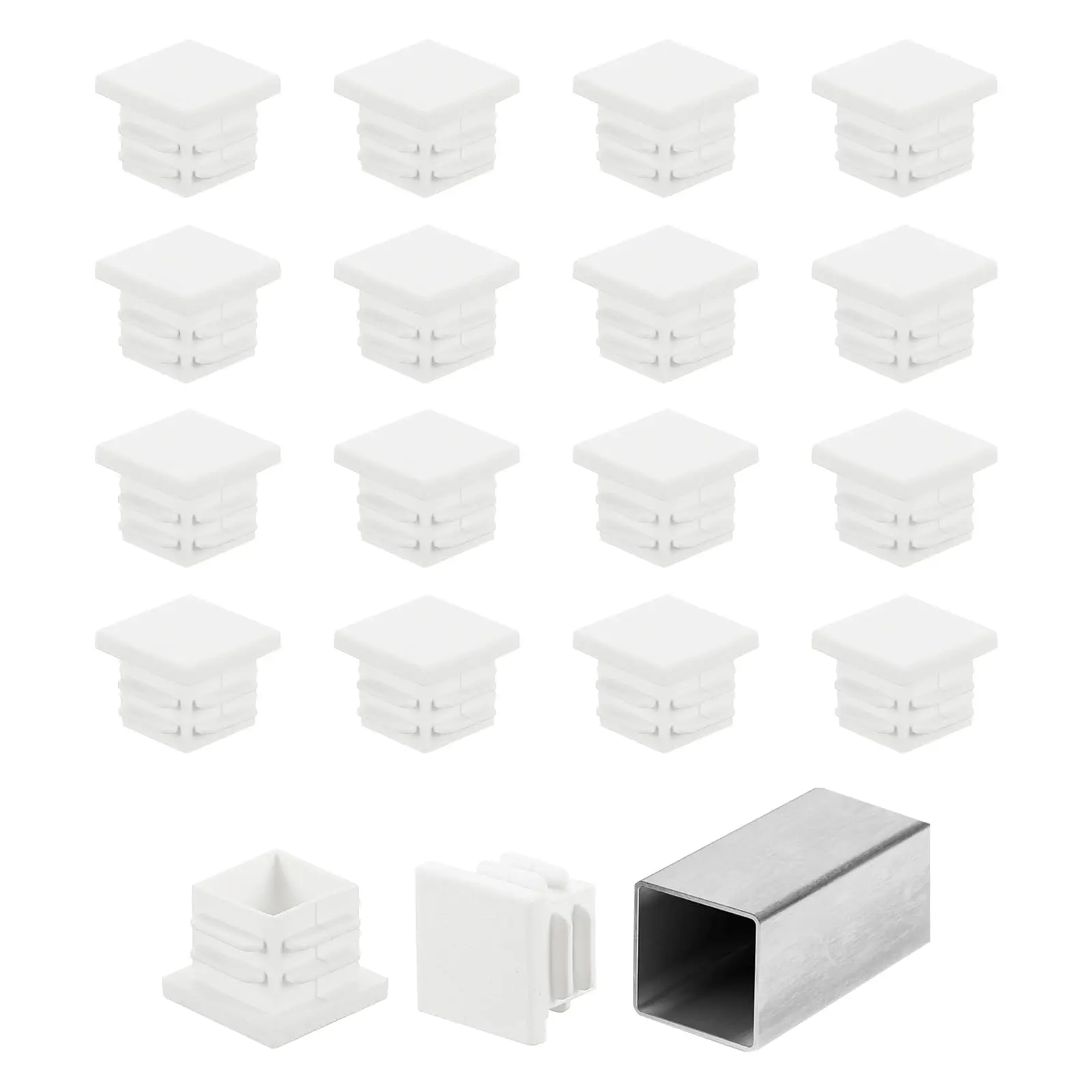 1/4/10/20Pcs White Plastic Blanking End Caps Square Pipe Tube Cap Insert Plugs Bung Furniture Tables Chairs Foot Pads Protectors