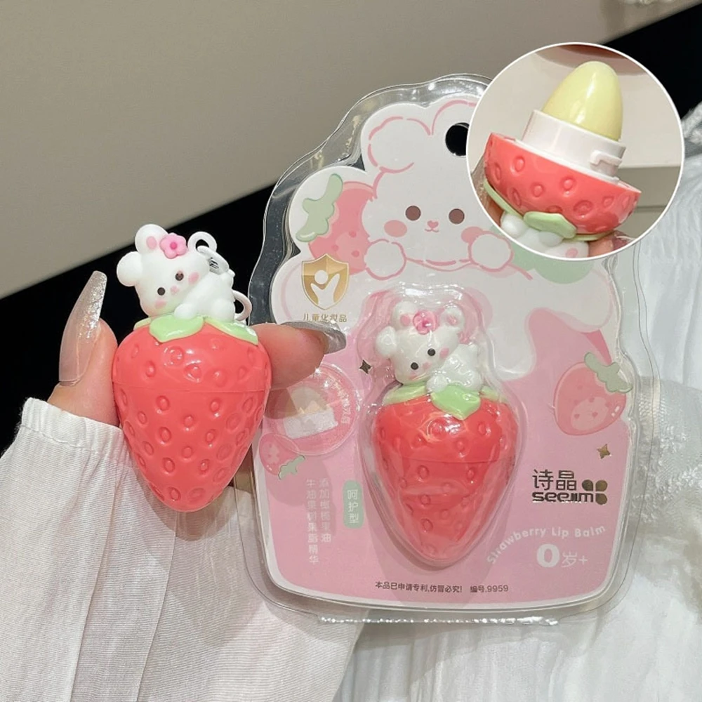 Leuke Aardbeienlippenstift Hydraterend en hydraterend Water verwijderen van dode huid Mannelijke en vrouwelijke studentenfeestlippenstift Kleurloos