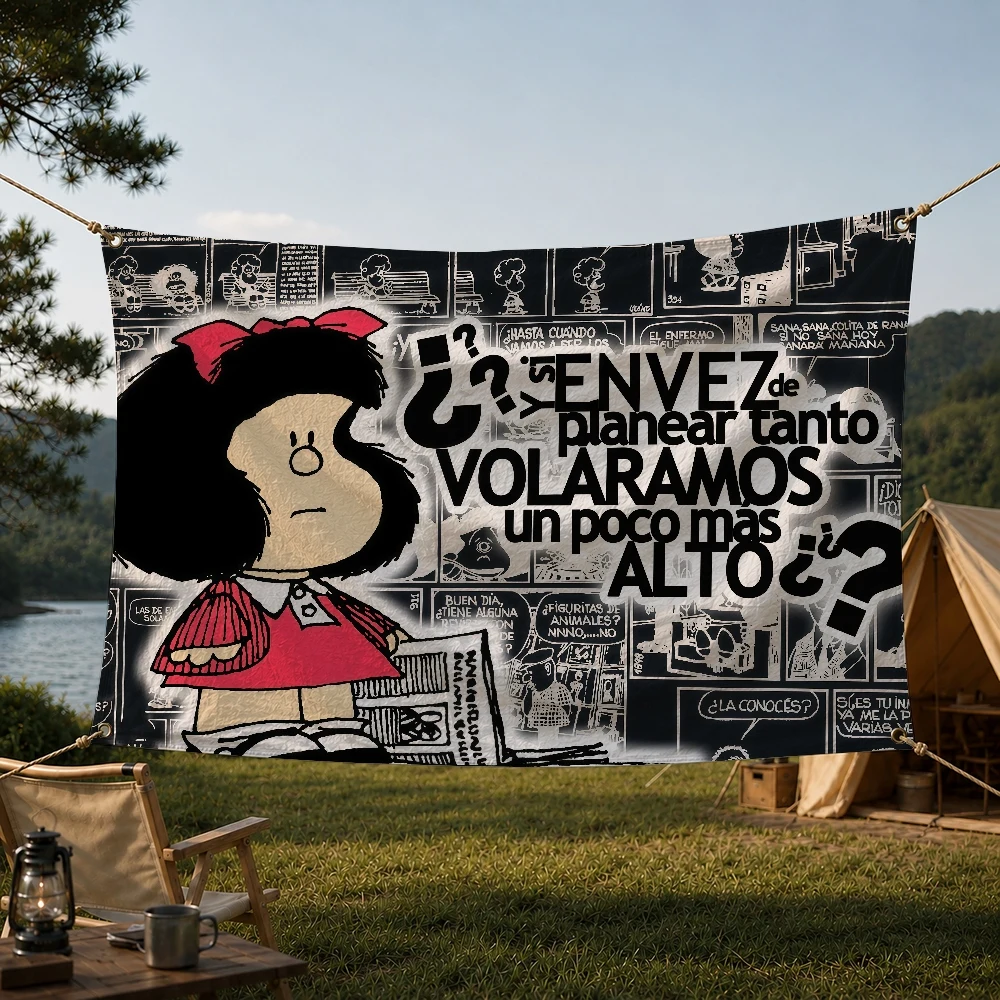 Cute Cartoon M-Mafalda Outdoor Flag for Home Camping Party Club Decor Garden Yard Wall Hanging Banner