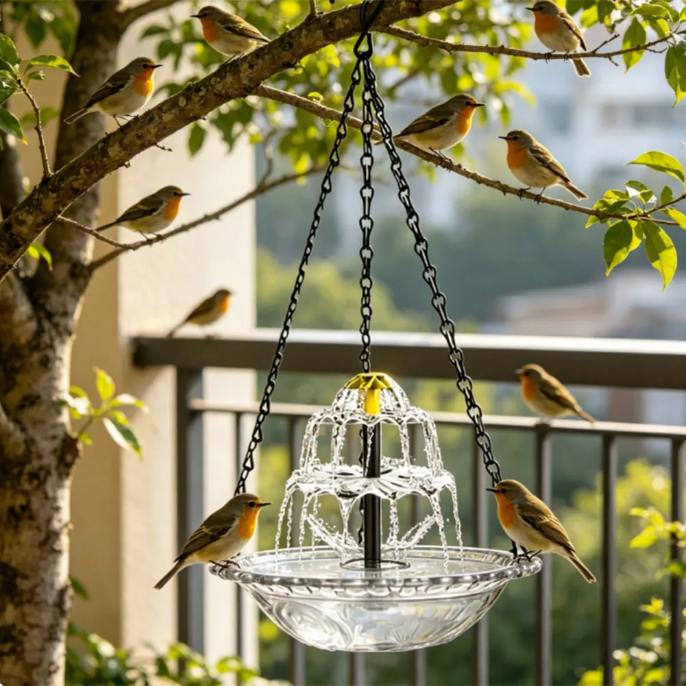Bird Feeder For Outdoor Hanging Style Solar-Powered Bird Bath With Fountain: Enhance Your Garden & Attract Wildlife