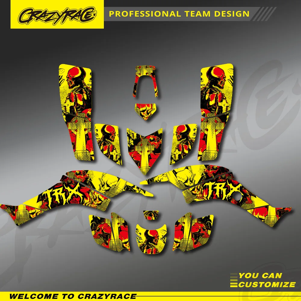 CRAZYRACE Custom Team DECALS STICKERS Graphics Kits Fit For Honda TRX400EX 1999 2000 2002 2003 2004 2005 2006-2007 Fourtrax ATV