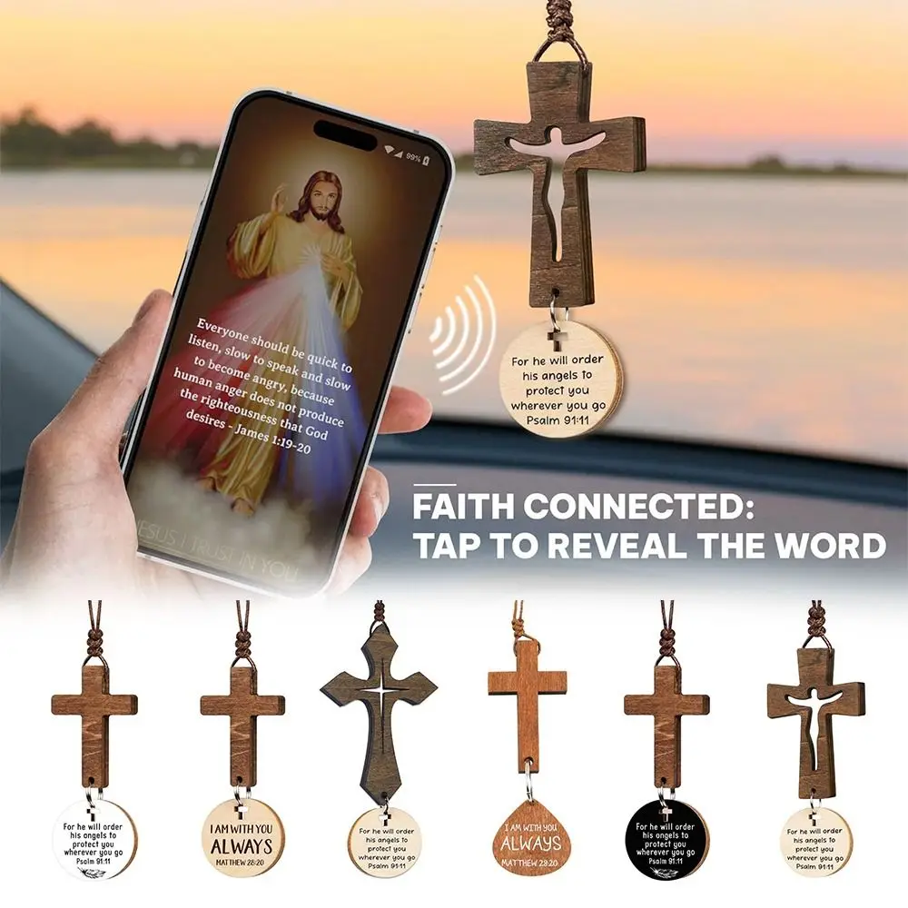 

With Pendant Car Rearview Mirror Hanging Lightweight Keychain Ornament Wood Cross Pendant Car Hanging Ornament