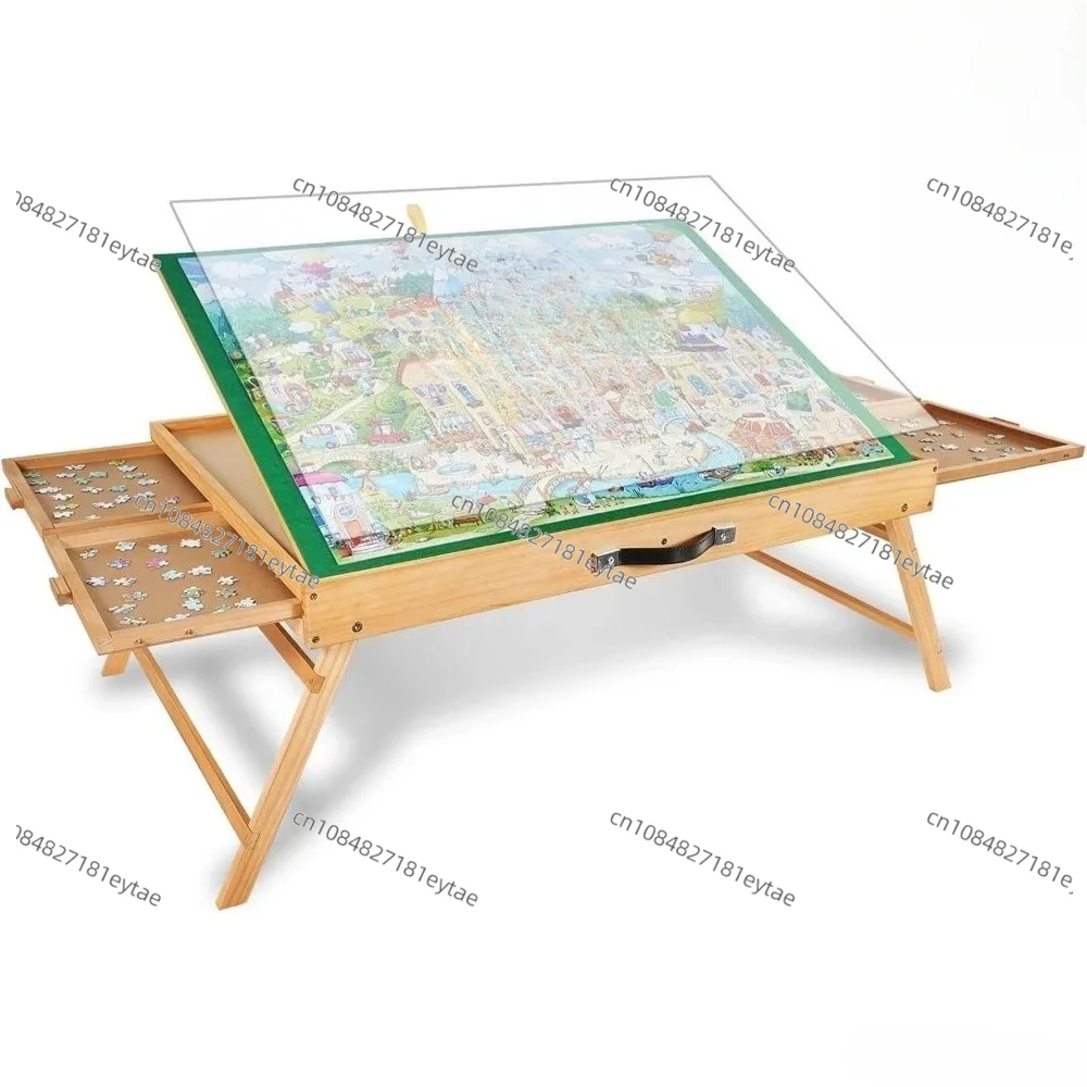 2025-ALL4JIG 2000PCS Portable Puzzle Table with Legs, Adjustable Jigsaw Wooden Puzzle Board with 4 Drawers & Cover Birthday Gift