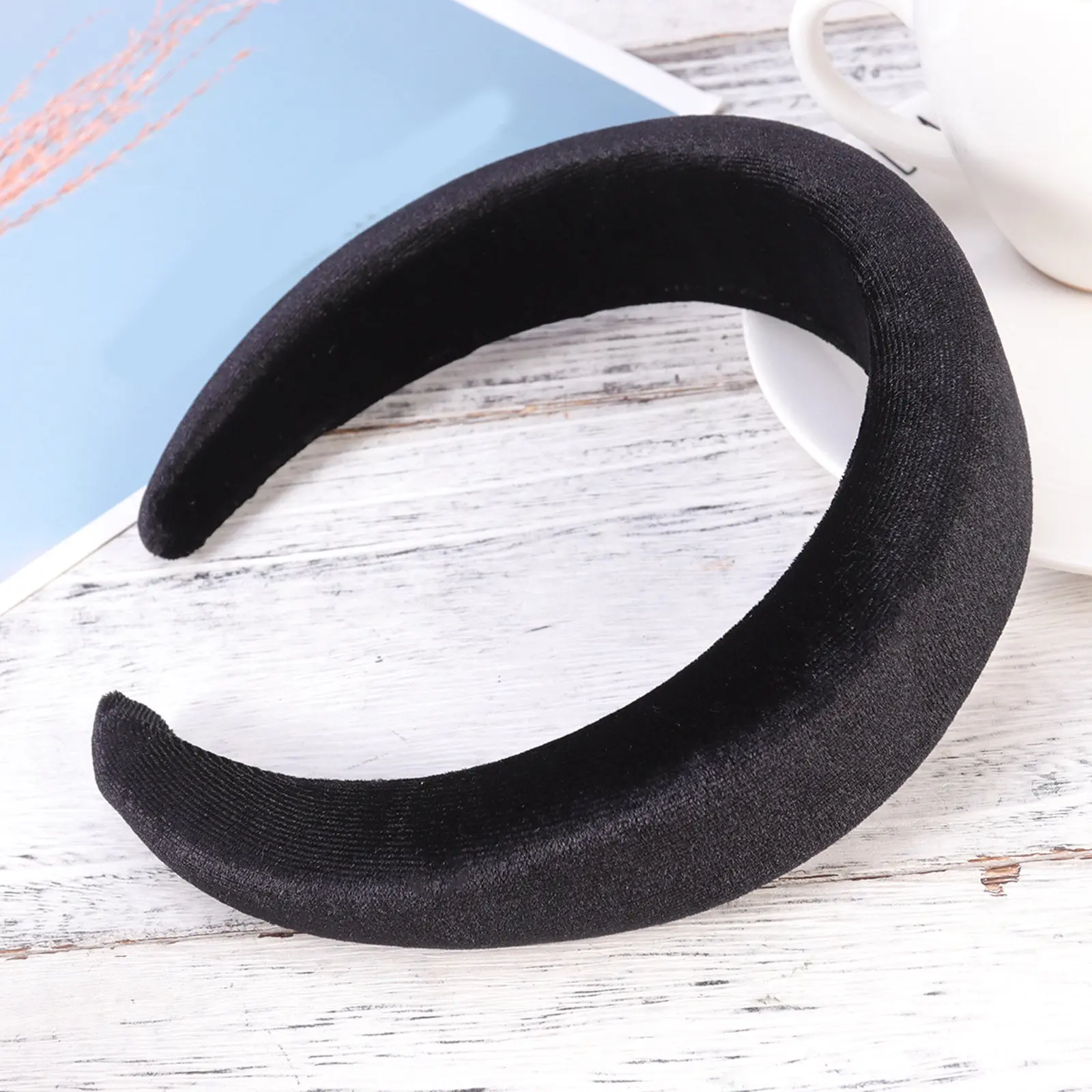 

Solid Color Sponge Hair Hoops Black Cloth Hair Band Elegant Headdress for Women Girls Christmas Party Birthday Club Costume