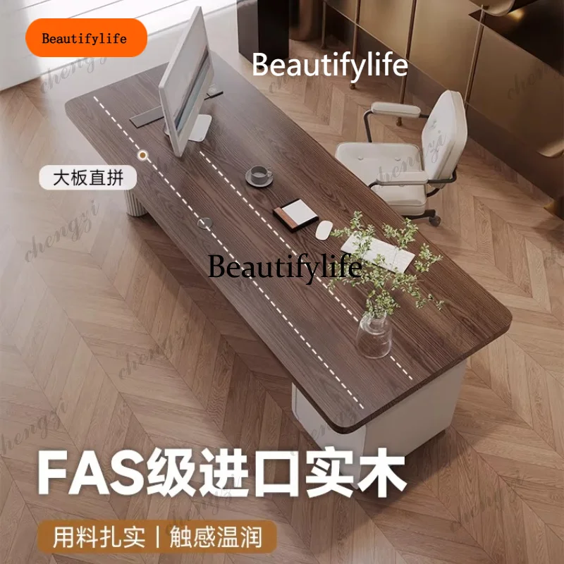 

B567 Modern Simple Solid Wood Executive Desk Business Negotiation Computer Desk Workbench Premium Office Furniture escritorio