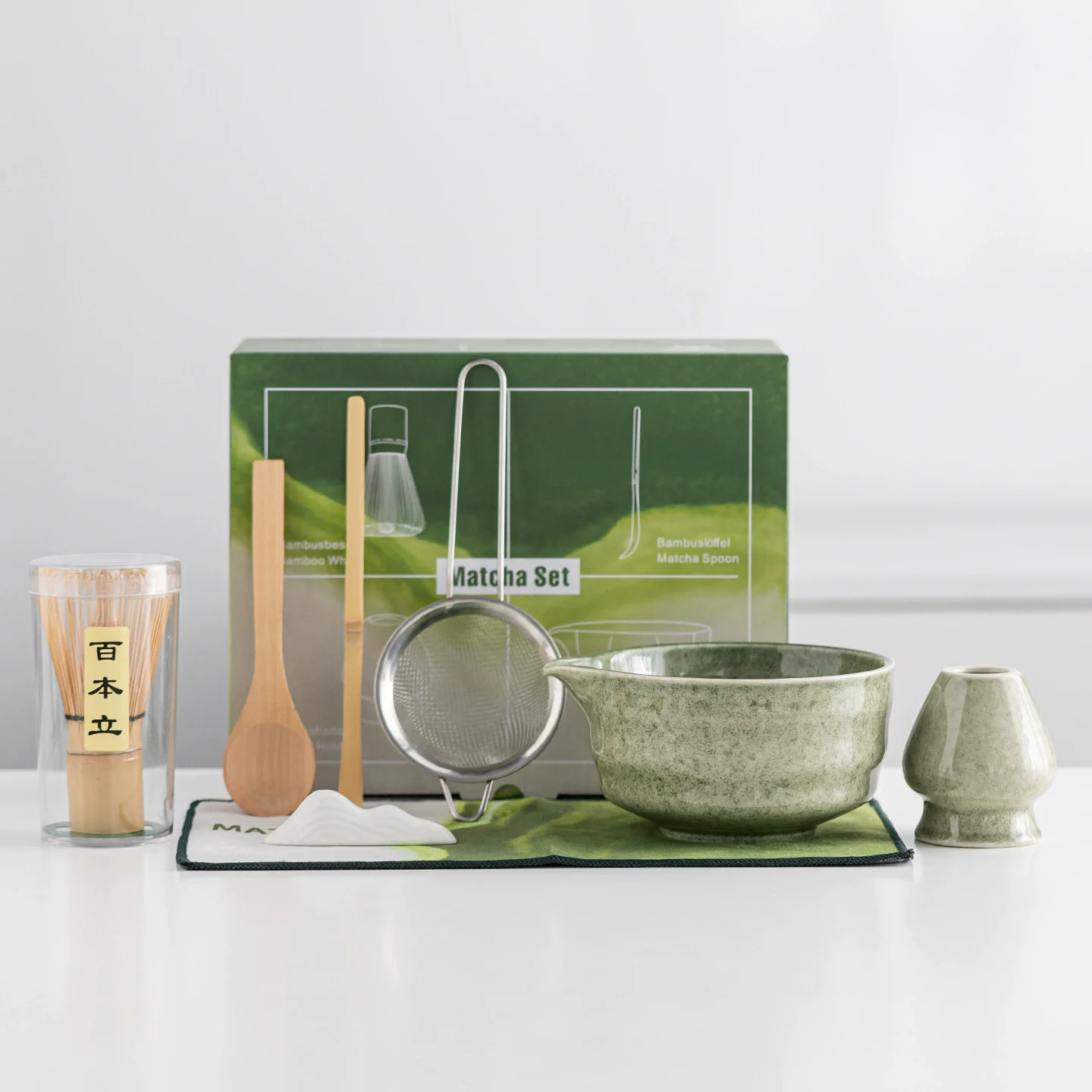 4/8PCS Matcha Set Bamboo Whisk Teaspoon Ceramic Bowl Tranditional Tea Sets Home Tea-making Tools Accessories Birthday Gifts