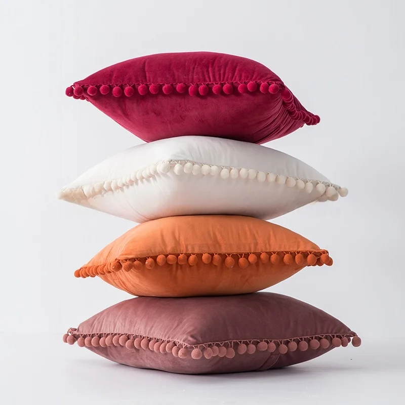 Nordic Style Pure Color Velvet Pillowcase Sofa Living Room Hotel Sample Room Cushion Cover Modern Simple Home Decorative Pillow