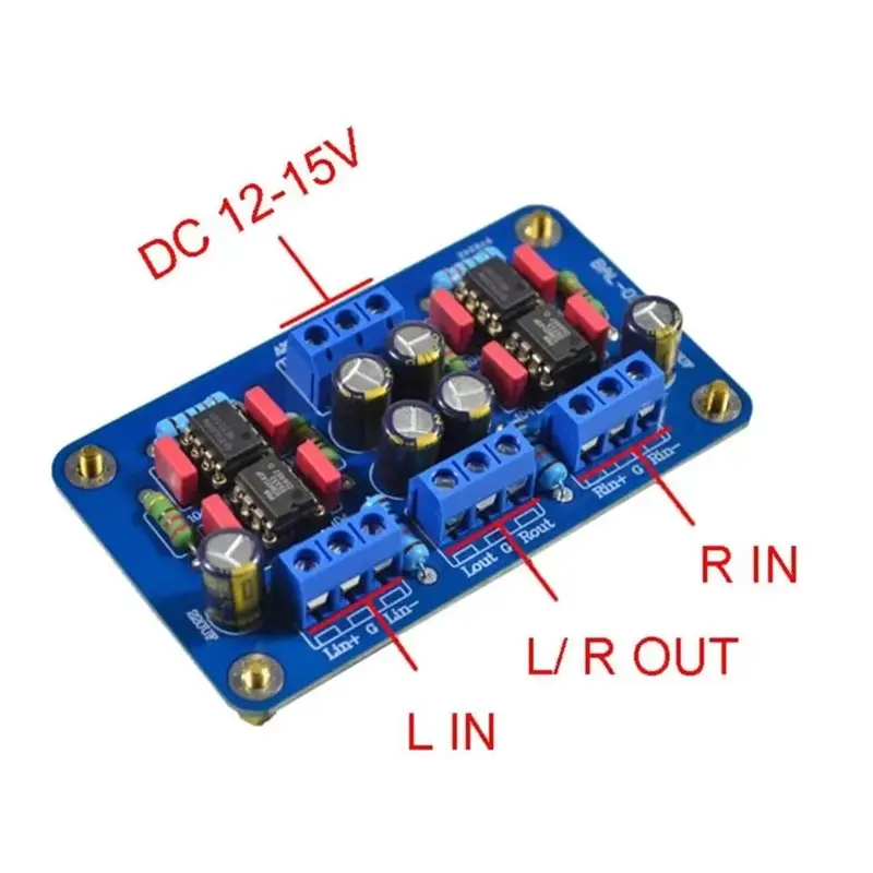 AT82-DC12V-15V SSM2141 Balanced XLR Input To Unbalanced RCA Signal Conversion Module Audio Amplifier Power Amplification