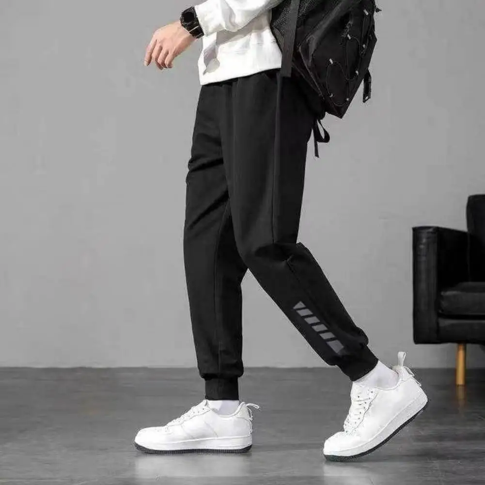 Summer Elastic Men Running Sport Pants Jogging Sweatpants Casual Outdoor Drawstring Pockets Training Gym Fitness Trousers