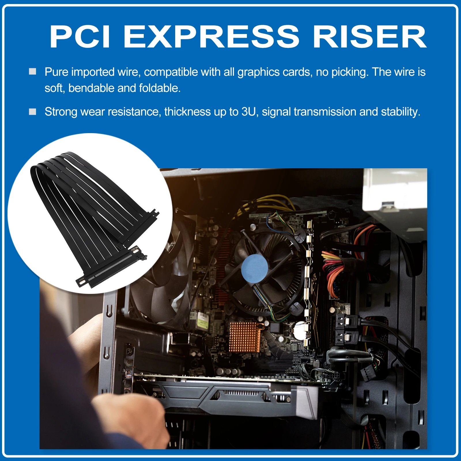 

50 см Pci-E 3,0 Riser, 180 градусов, высокая защита, стабильная передача, адаптер-удлинитель Gpu, удлинитель компьютерной части для видеокарты