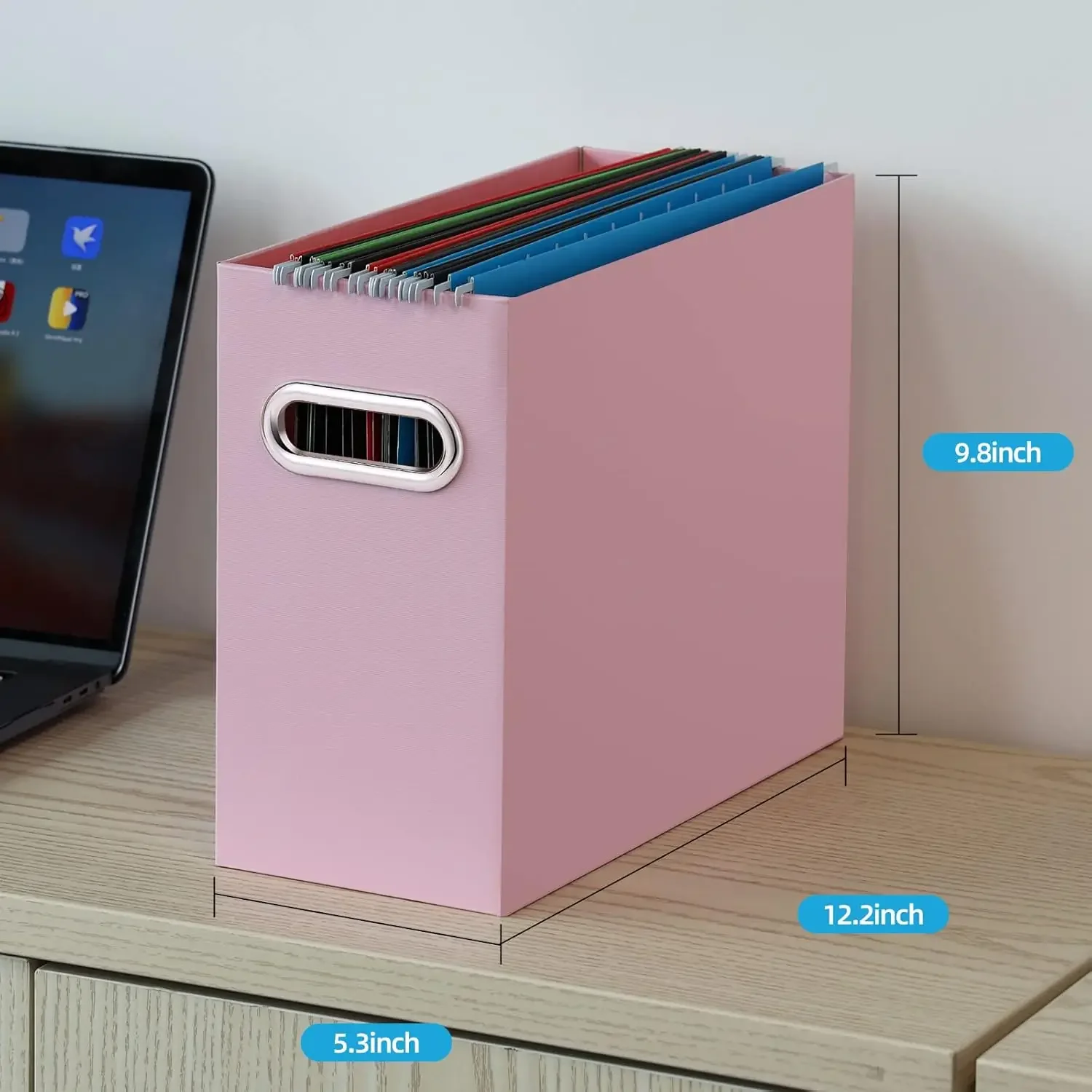 File Organizer, Collapsible File Box, Portable File Box with Handle, The One and Only Box (Pink, 2 Pack)