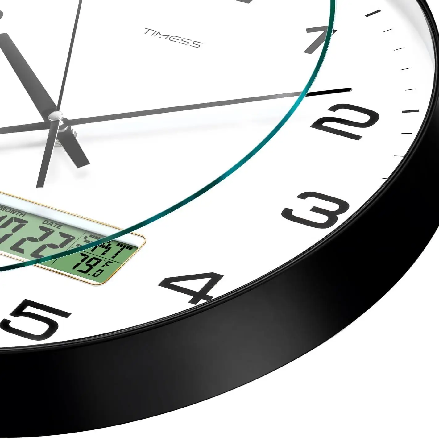 TIMESS Calendar Wall Clock,3 Sizes 4 Colors Optional with Calendar and Fahrenheit Temperature Display