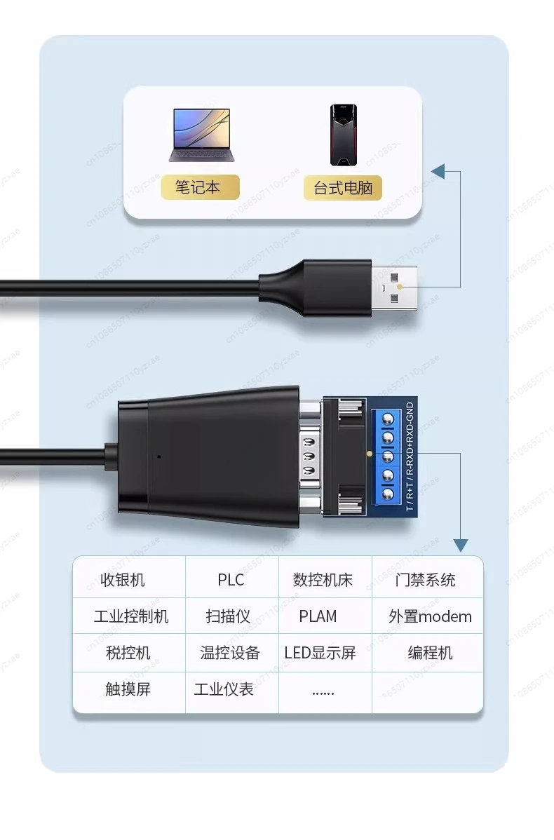 USB to RS-485/422 Converter Cable (1.5m), Industrial-Grade Chipset, Plug & Play for Modbus Communication