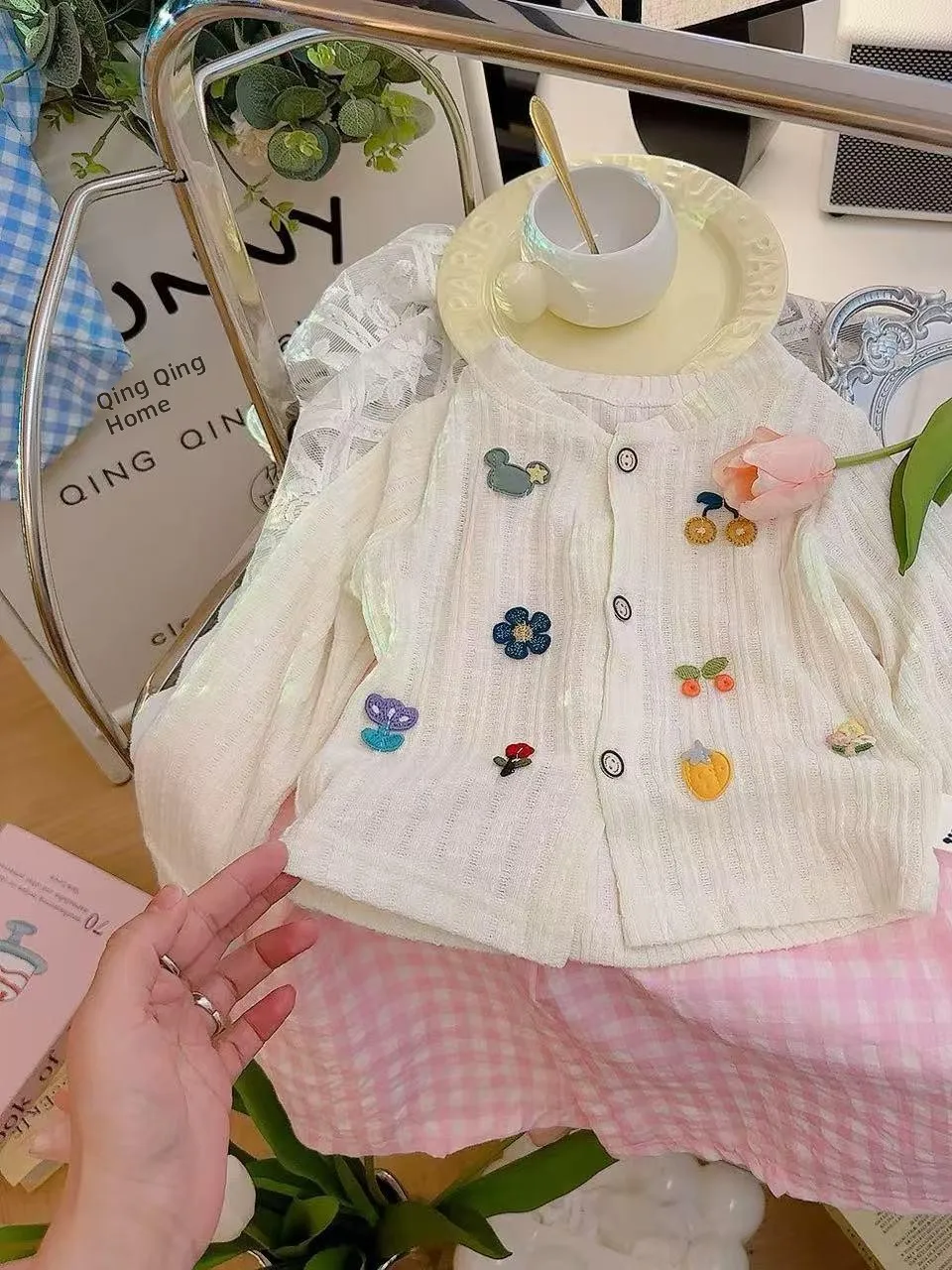 Faionable camisola de malha para meninas bebê outono wear 2025 novo sle longo sve pele de coelho das crianças topo na moda outerwear