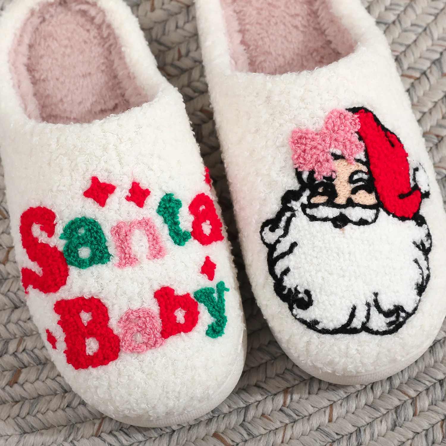 Christmas Women Slippers Cute Gingerbread Winter Warm Slides Couple Houseshoes Men Bedroom Flat Soft Sole Home Shoes for Gift