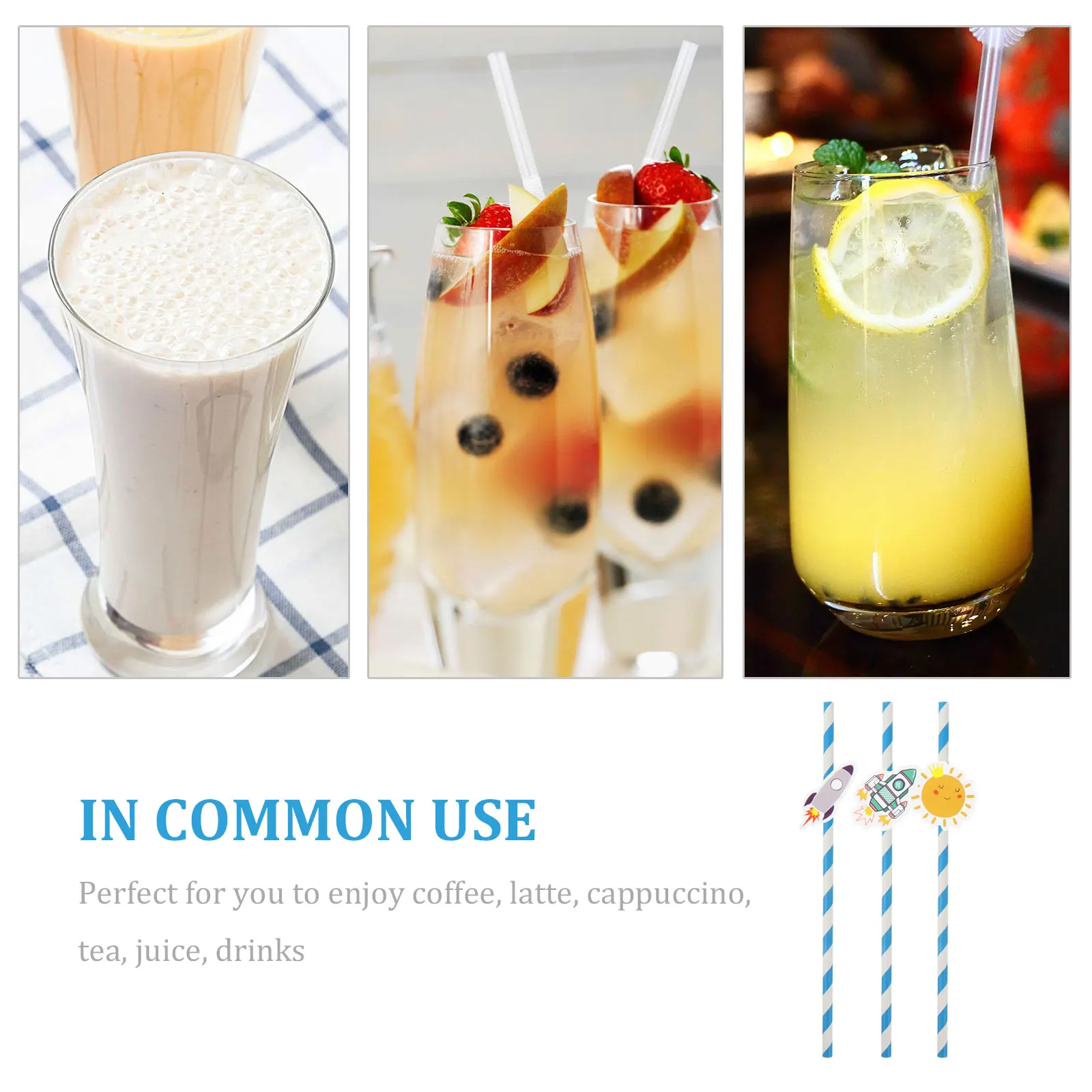 

40 pcs Eco-Friendly Coffee Biodegradable Adorable Juice Straws Thick Durable Paper Straws For Beverages Creative Striped Design