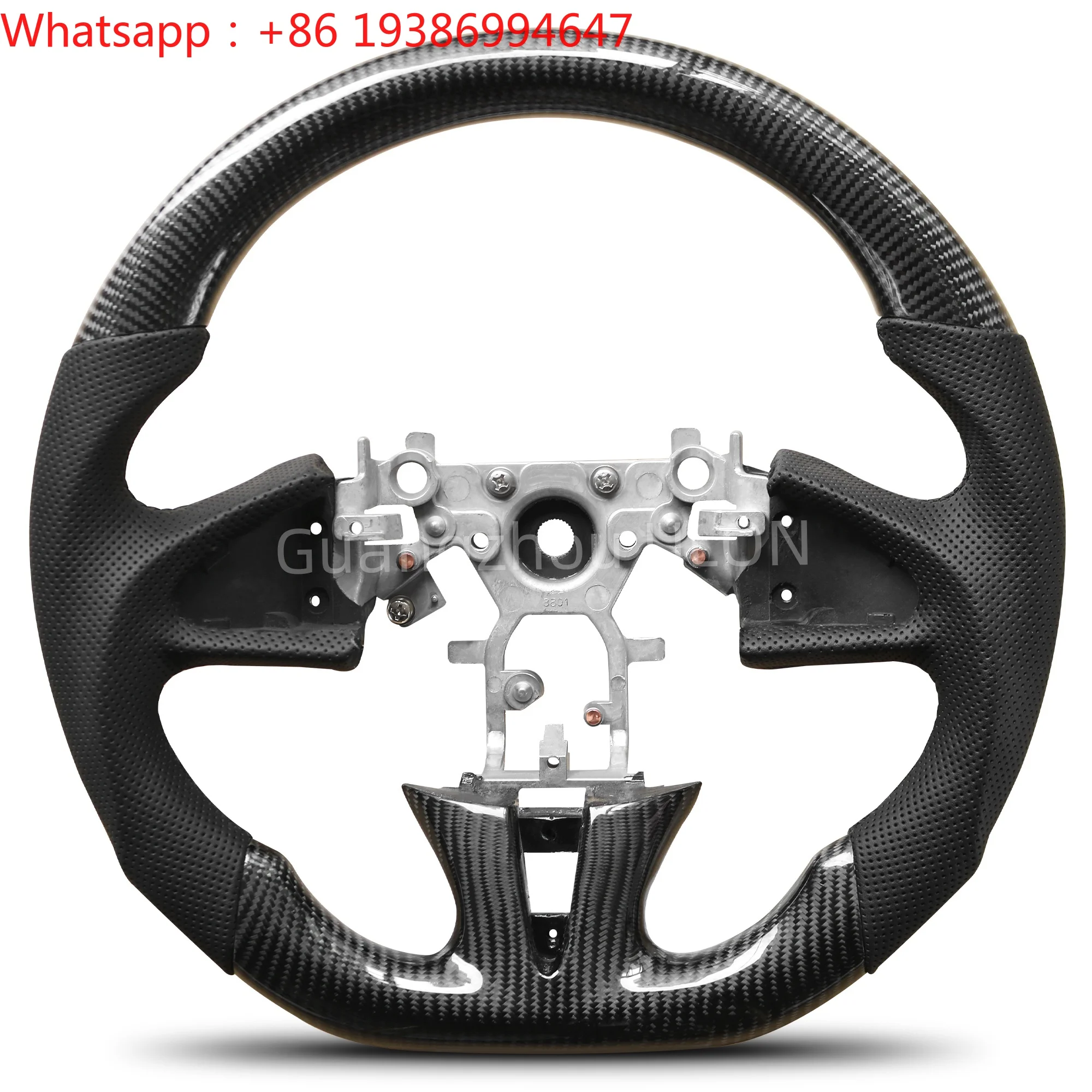For Custom Steering Wheel for Infiniti Q50 2013-2017 Carbon Fiber Steering Wheel D-shaped Nappa Perforated Leather Flat-bottom