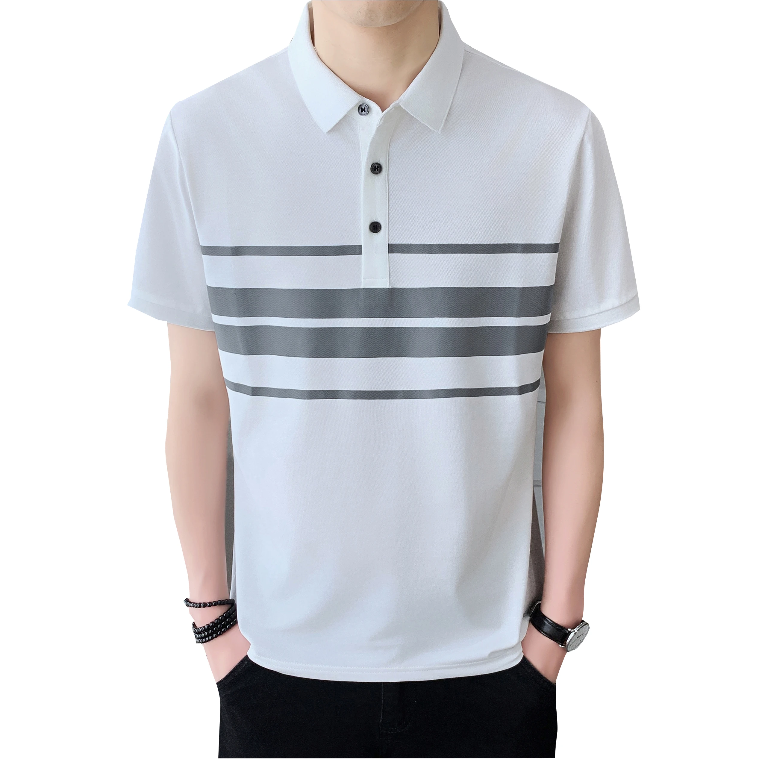 2026 Summer Men's New Short-Sleeved Casual Polo Shirt with Half Sleeve and Korean-style Collar T-shirt