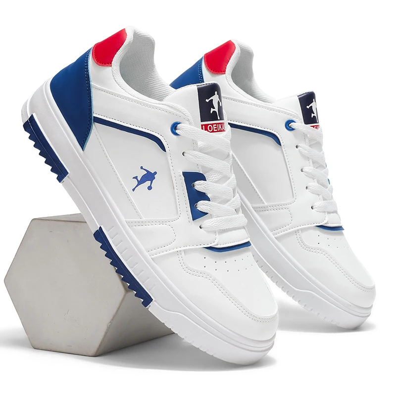 Fashion Forward Men's Casual Trainers - Clean Lines, Contrasting Red Trim, Must-Have for Sneakerheads & Style-Conscious Buyers