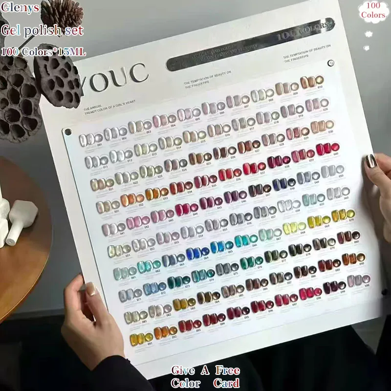 

Glenys 100 color Yousi nail polish gel net red popular immersion gel color matching card nail shop special nail art varnish set