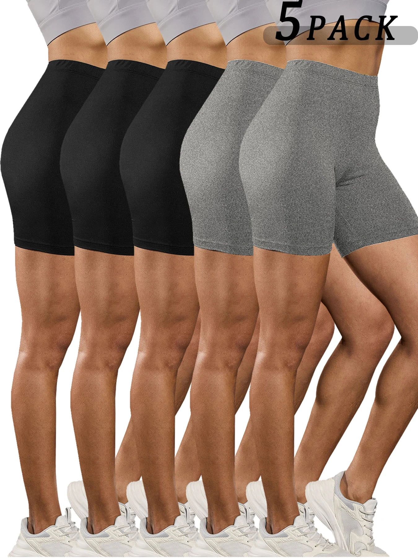 

5 пар шорт-леггинсов больших размеров для женщин, супермягкие, непрозрачные, для тренировок, бега, йоги, дома и отдыха.