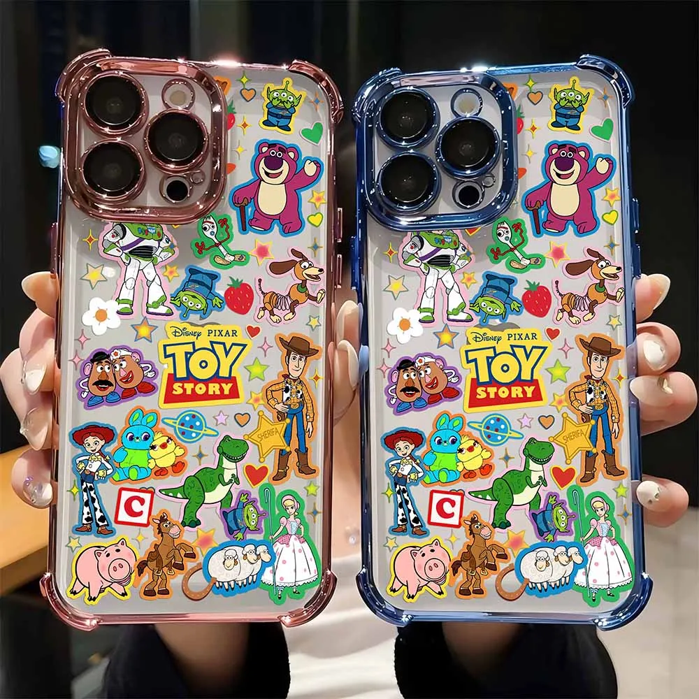 Toy Story Woody Buzz Lightyear Plating Case For Samsung S24 S23 S22 S21 S20 FE Note20 Plus Ultra Lite 5G Shockproof Armor Cover