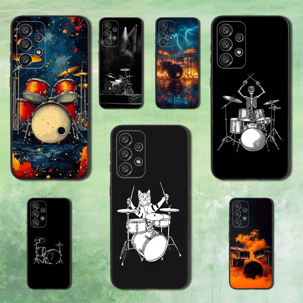 

Black White Art Drum For Samsung Galaxy A53,31,52,72,41,22,73,32,71,Note,J7,8,9,5G Soft Black Silicone Phone Case