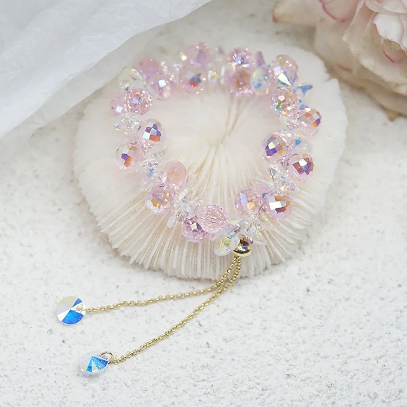 New Artificial Austria Crystal Bracelet Fashion Shiny Stone Beads Elasticity Rope Strand Bracelets for Women Jewelry image 4