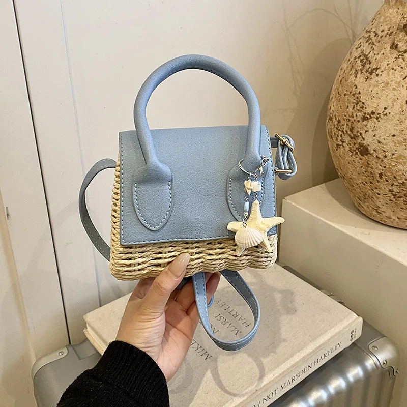 

Модные простые плетеные сумки с верхней ручкой, стильные и универсальные сумки через плечо, новые трендовые повседневные сумки-кроссбоди, маленькие квадратные сумки.