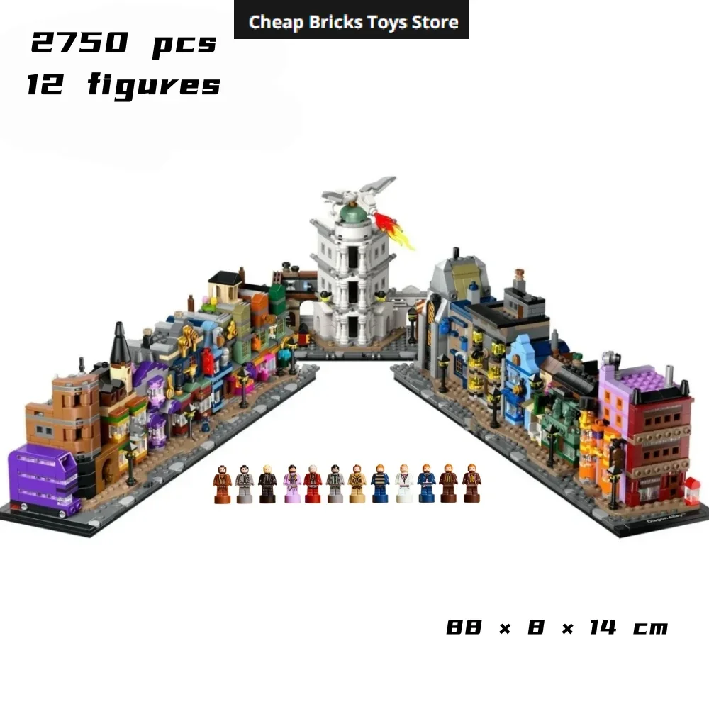 hot Diagon Alley Bricks Building Blocks Compatible 2750pcs Magic Commercial Street Model Birthday Gifts for Adults Toys