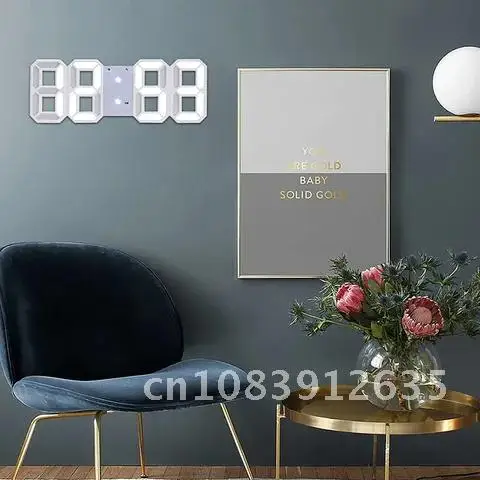 

Home Nordic LED Digital Wall Clock Alarm Hanging Watch Snooze Function Table Clocks Calendar Temperature Display Office Decor