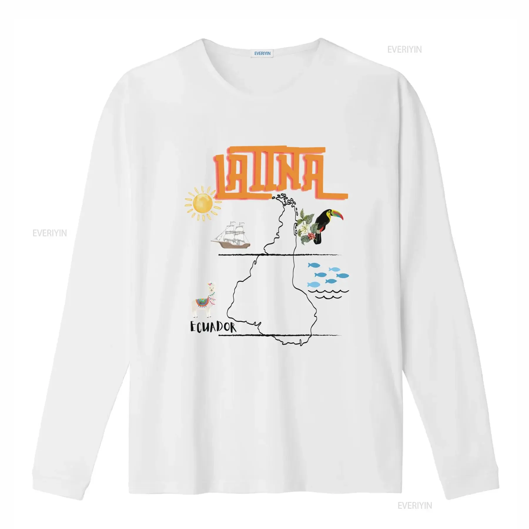 Latina T Shirt with South America Map Latin Heritage Exotic Bird and Llama Boho  vintage Washed designer clothes Versatile