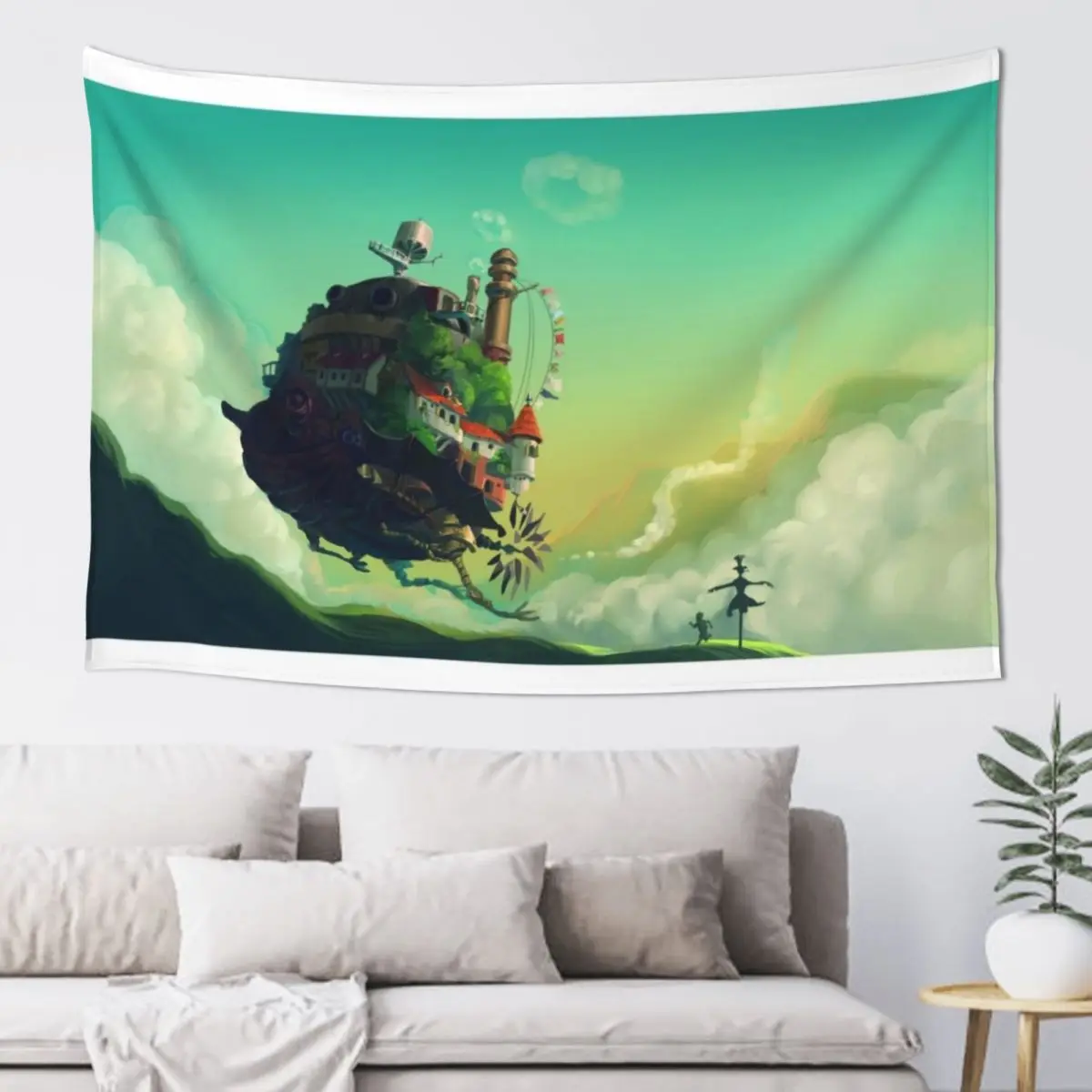 

Anime floating castle Tapestry Funny Kawaii Room Decor Tapestry