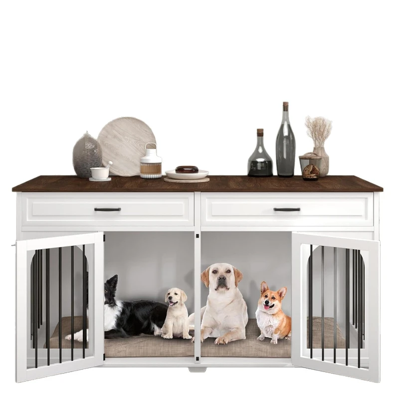 

Large dog cage with baffles and two drawers XXL heavy duty kennel furniture TV cabinet