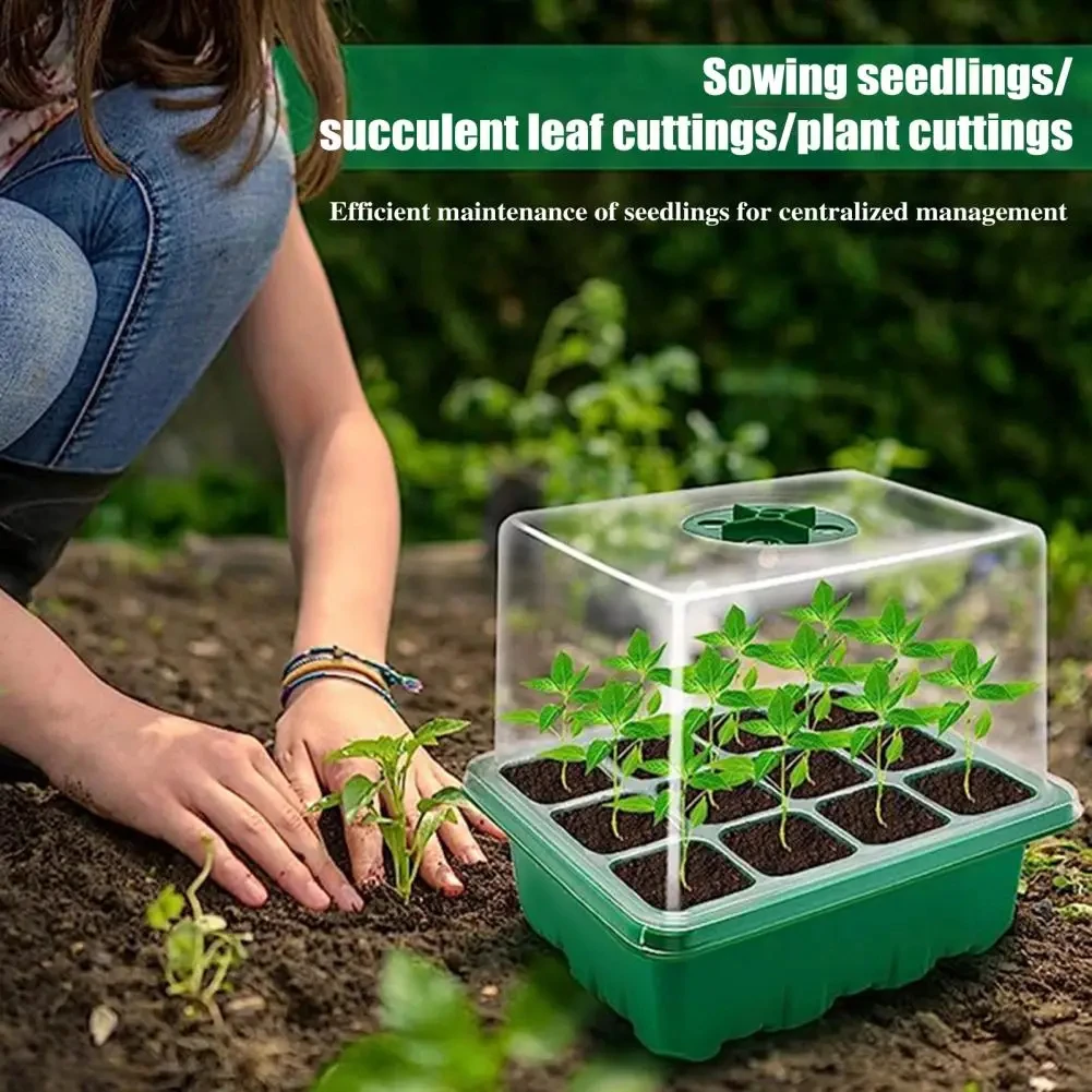 

Led Grow Light with Seeding Trays Full Spectrum Seed Starter Kit Tools Germination Growing Lamp for Greenhouse Plant 12 Cells