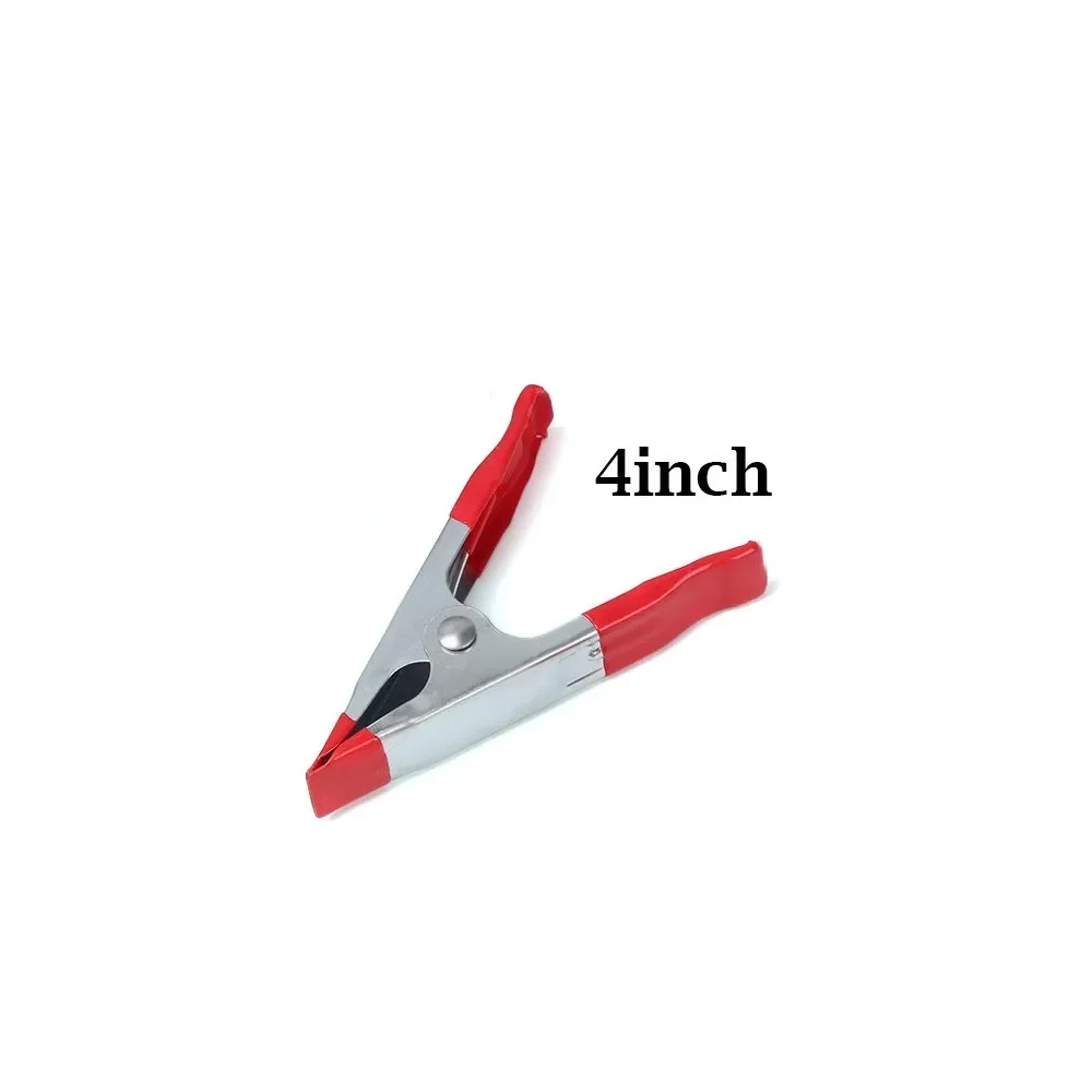 10/8/3/2/1pcs 2/4/6 Inch Mini Metal Heavy Duty Spring Clamps Crocodile Clip Red Plastic Tips Tool Clips Grip Holder