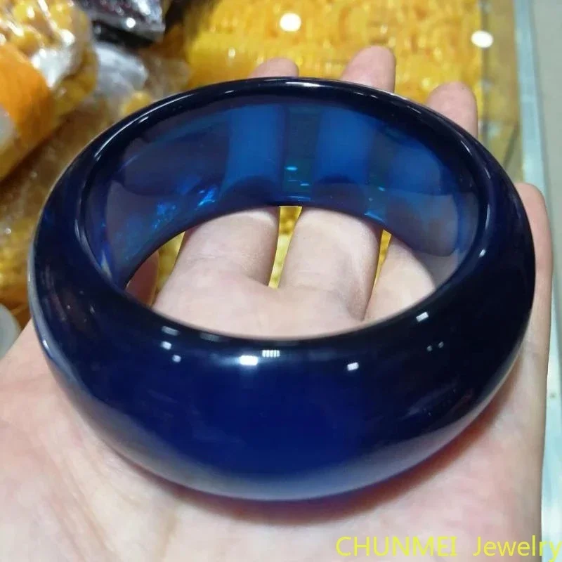 Blue Natural Ambers Bangles Women Handmade Bracelet Jewelry Accessories Baltic Amber Bangle for Mom and Girlfriend Lucky Gifts