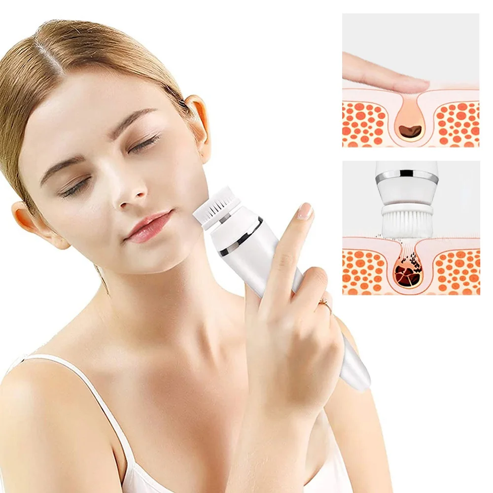 Beauty Electric Facial Cleansing Brush Face Spa Massager Waterproof Spin Sonic Exfoliating Face Scrubber Brush Skin Care Machine