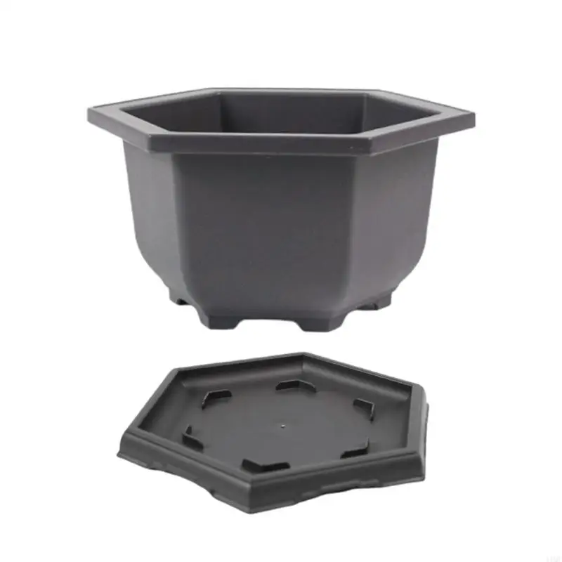 

Plant Planters Plastic Flower Pots Decorative Holder with Drainage Hole & Tray