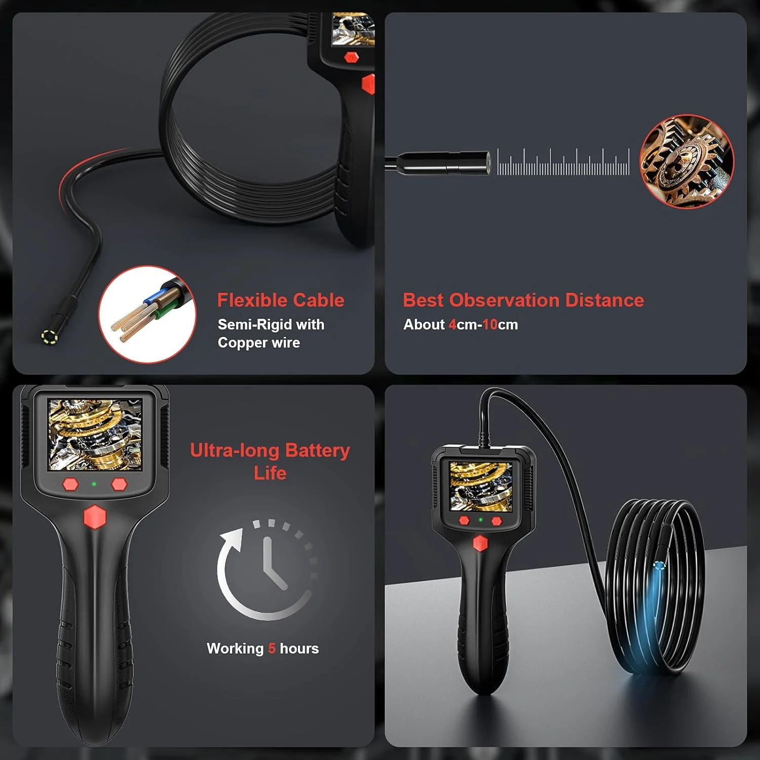 8mm 2.4in 1080P Inspectiecamera Automotive Piping Endoscoop Borescope Afvoer Kanaal Inspectiecamera Industriële apparatuur