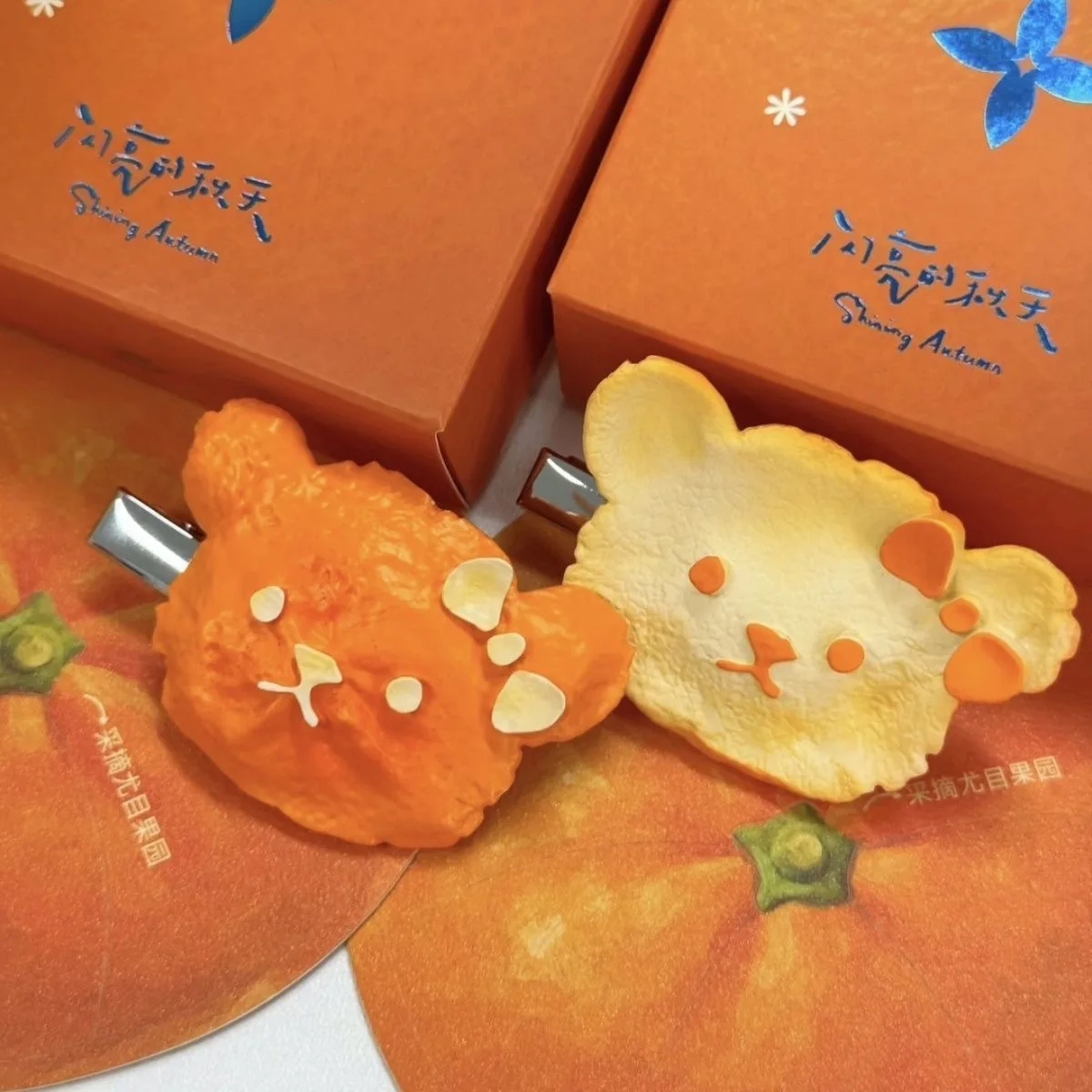 1/2Pcs Cute Bear Duckbill Hair Clips Cartoon Orange Fruit Series Side Barrettes Autumn Style Bangs Hairpin for Women Girls Gift