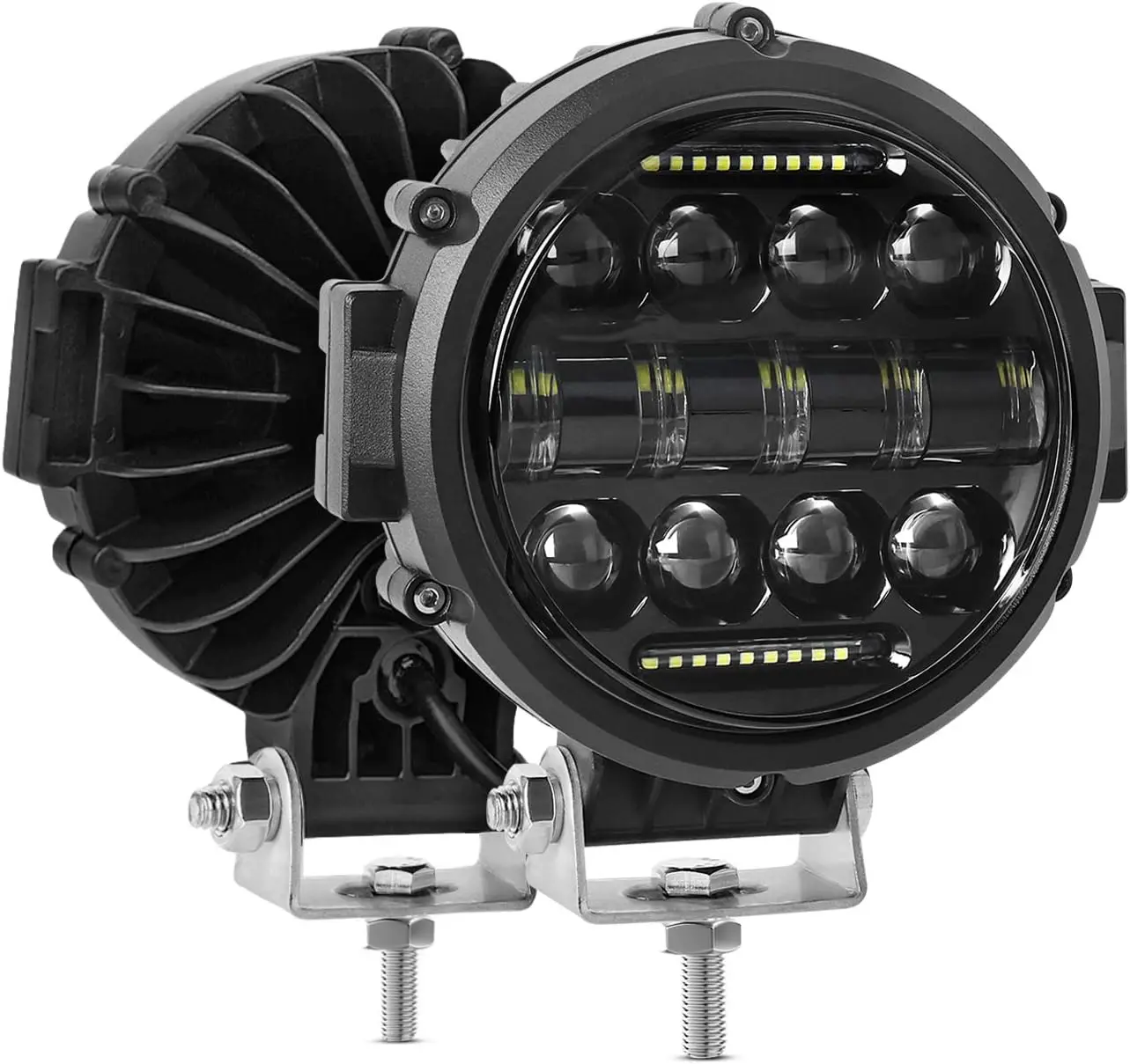 

Светодиодная рабочая фара 60 Вт, круглая, комбинированный луч (рассеянный/концентрированный) с дневными ходовыми огнями для грузовиков, внедорожников, квадроциклов, UTV