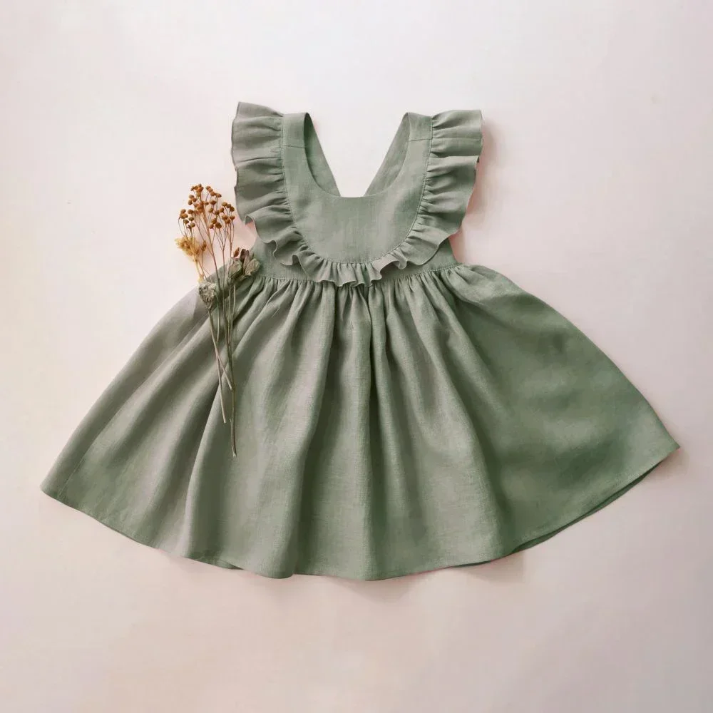 Mode Kleinkind Mädchen Kleider Sommer Leinen Baumwolle Baby Mädchen Urlaub Kleidung Baby Mädchen Strand Kleid