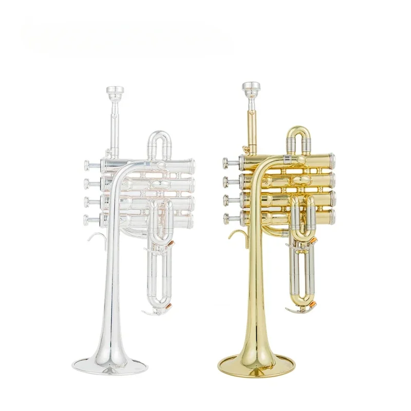 

Professional High trumpet Bb Piccolo Trumpet Brass Gold Silver Lacquer Surface Trumpet High Quality Monel Piston