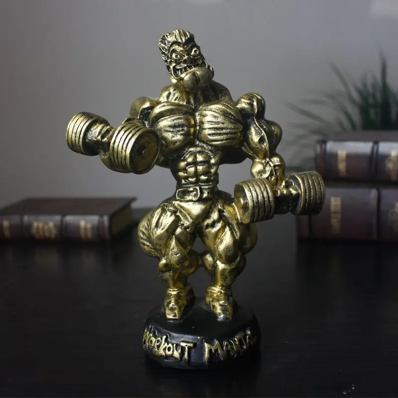 Powerlifting Squat Character Ornament Bodybuilding Fitness Sports Trophy Gym Home Decoration Craft Muscle Men Free Lettering