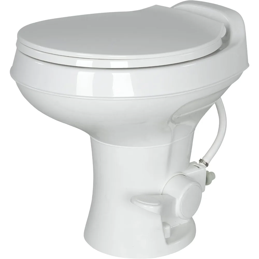 

Туалет RV Camper Lippert Flow Max White с круглой чашей, стандартный профиль 18, полноразмерное сиденье, крышка с мягким закрыванием